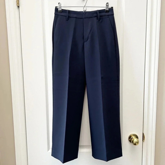 Banana  Republic High Rise Wide Leg Cropped Pants Navy Blue Size 0 NWT - Picture 2 of 16